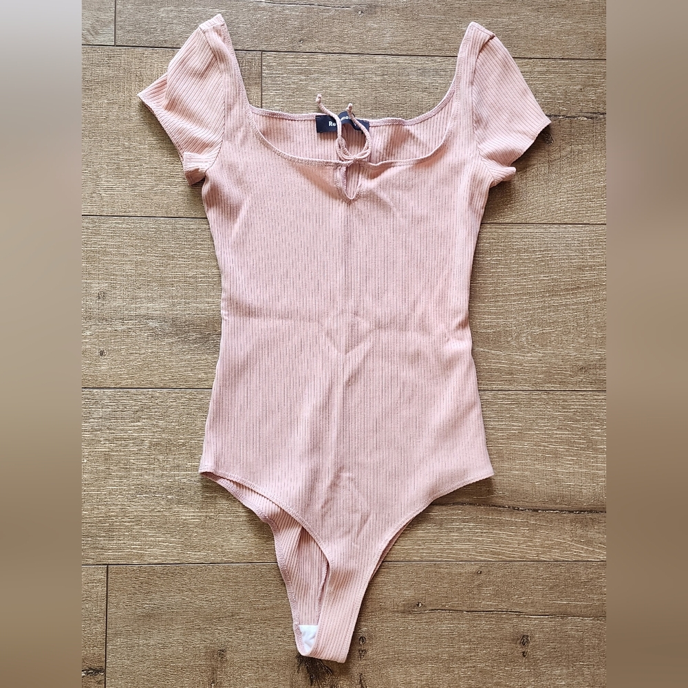 Reformation Blush Ribbed Bodysuit